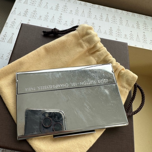 LOUIS VUITTON M65227 Porte Cult Card Case Metal Silver USED - Picture 9 of 10